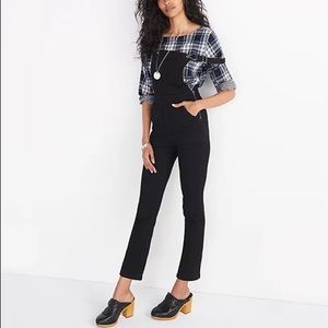 Madewell Women's Demi Bootcut Stretch Denim Black Frost Overalls Size XS F6394